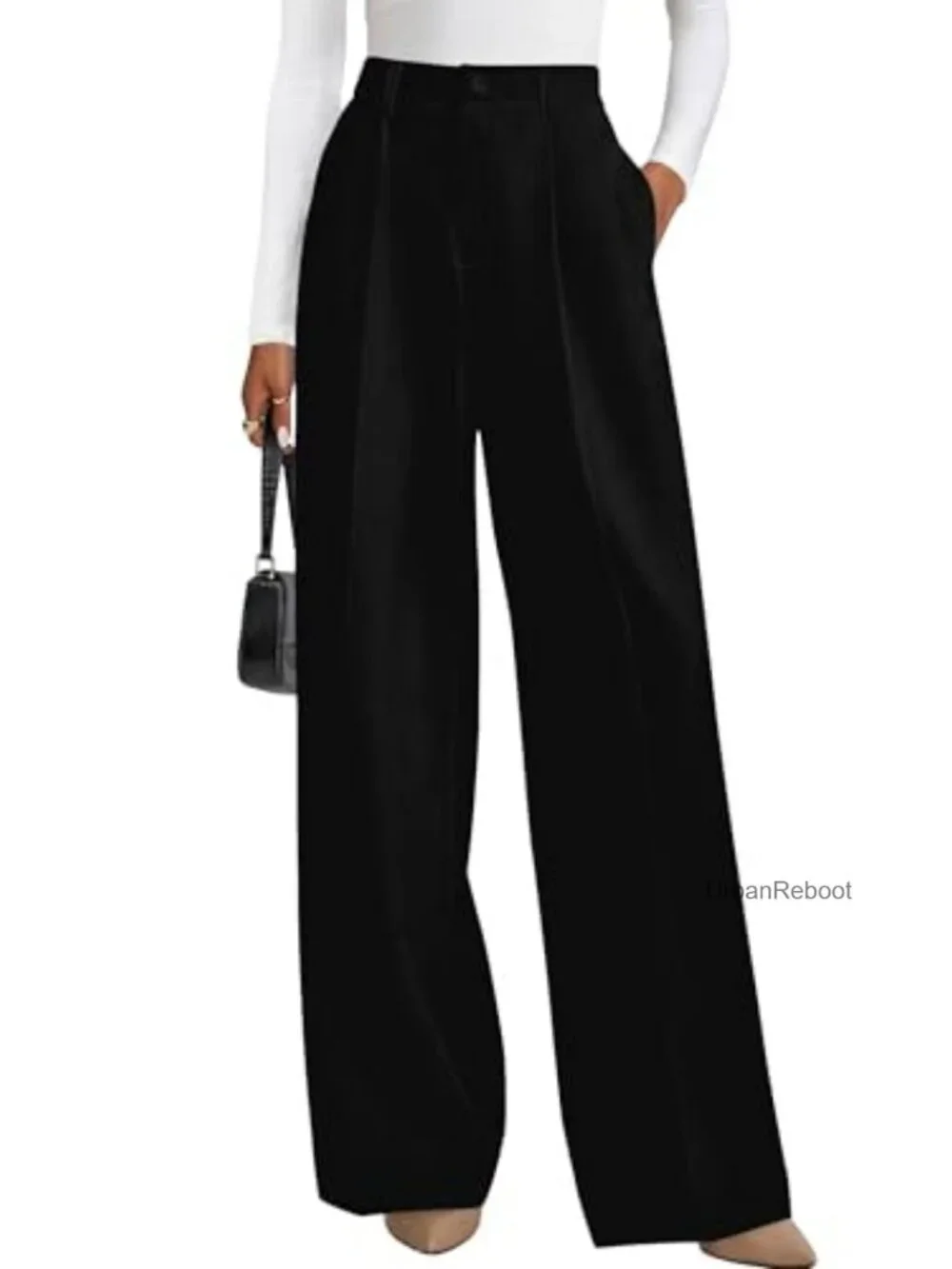 Wide Leg Palazzo Dress Pants for Women High Waisted Work Trousers with Pockets